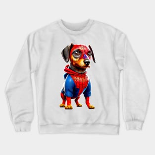 Canine Crusader: Dachshund in Webbed Superhero Suit Tee Crewneck Sweatshirt